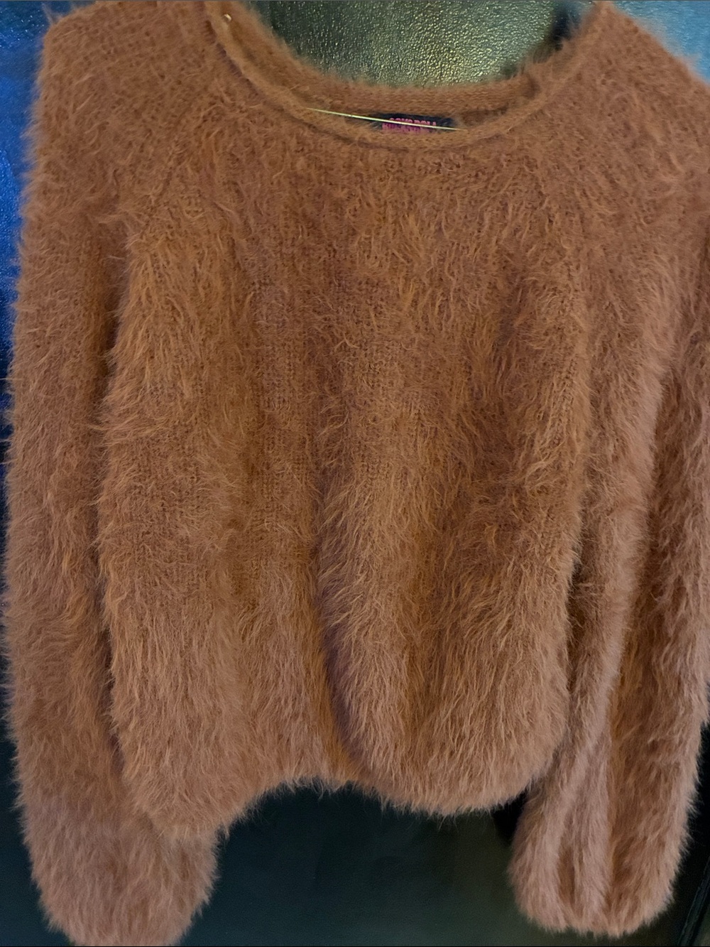 Fuzzy Crewneck Sweater in Chestnut Brown